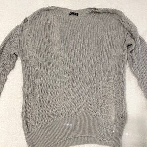 Grey Mesh Long Sleeve Top